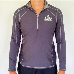 Antigua Super Bowl LIV blue half zip athletic pullover shirt size large